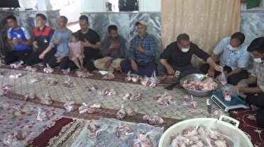 نذر و قربانی برای سلامتی رهبر انقلاب در روستای لوشاب فریمان
